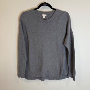 J. Crew Gray Ribbed Crew Neck Long Sleeve Sweater Medium